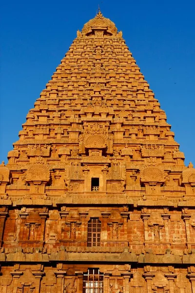 Храм Брихадисварар Тханджавуре Тамилнаду Индия Внешняя Башня Храма Господа Шивы — стоковое фото
