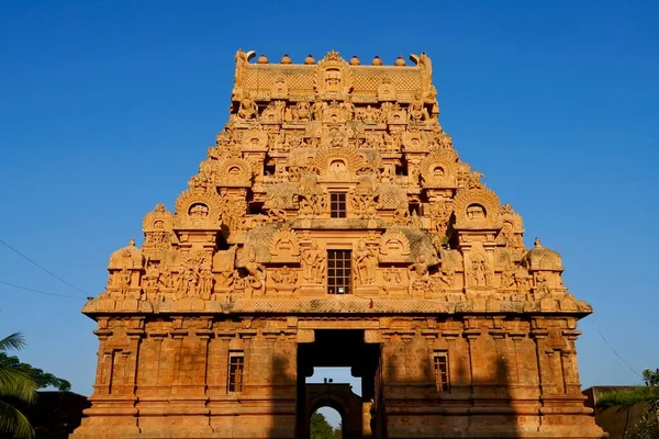 Brihadevargartemplet Thanjavur Tamilnadu Indien Lord Shiva Tempel Yttre Torn Mot — Stockfoto