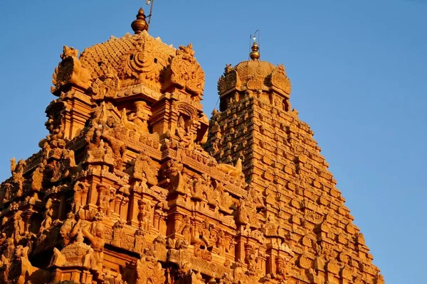 Templo Brihadeeswarar Thanjavur Tamilnadu Índia Torre Exterior Templo Lord Shiva — Fotografia de Stock