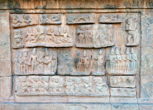 Bas Relief Antike Skulpturen Den Wänden Des Historischen Brihadeeswarar Tempels — Stockfoto