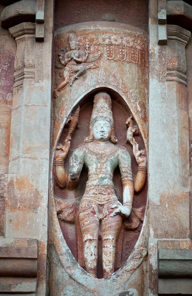 印度教神像 塔米尔纳杜Thanjavur的Brihadeeswarar古寺墙上的神像雕塑 — 图库照片