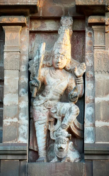 印度教神像 塔米尔纳杜Thanjavur的Brihadeeswarar古寺墙上的神像雕塑 — 图库照片