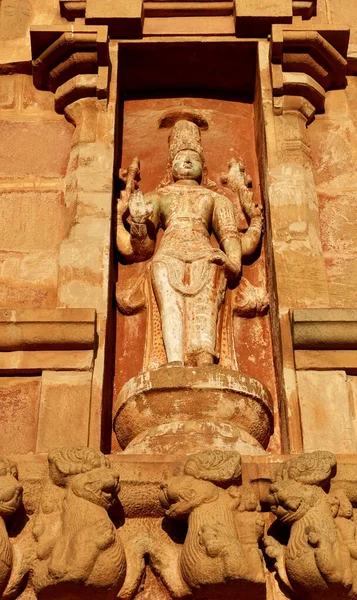 Statyer Hinduisk Gud Guds Skulpturer Avgudar Ristade Väggarna Gamla Brihadeeswarar — Stockfoto