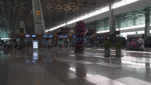 Siège Social Distancing Sur Aéroport Jakarta Indonésie Aéroport Vide Raison — Video