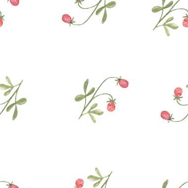 Çilek çalıları Suluboya çok yönlü desen