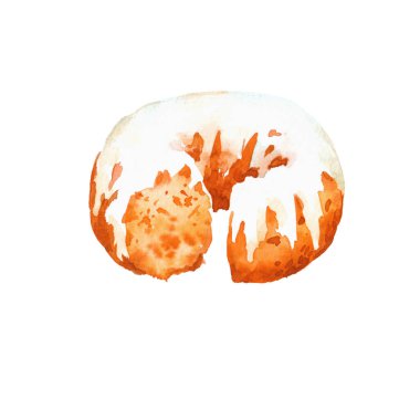 Beyaz arkaplanda elle boyanmış suluboya pasta.