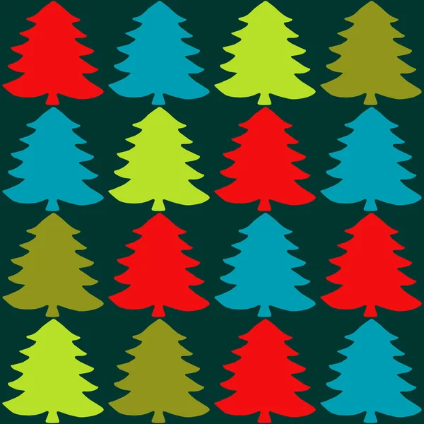 Christmas Tree Silhouette Vector Seamless Pattern Holiday Background Template Design — Stock Vector