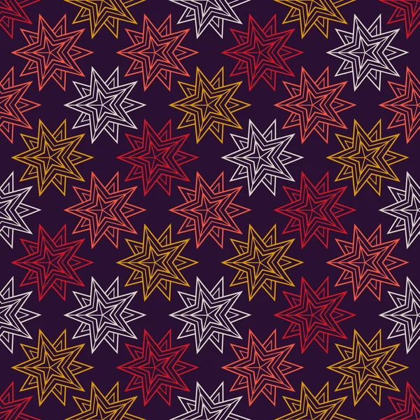 Étoiles Géométriques Motif Vectoriel Sans Couture Ornement Hiver Noël — Image vectorielle