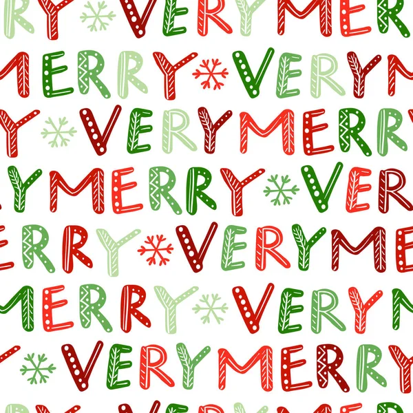 Verry Merry Ręcznie Rysowane Litery Boże Narodzenie Nowy Rok Wektor — Wektor stockowy