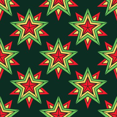 Geometrik yıldızlar, vektörsüz desen, Noel kış süsü.