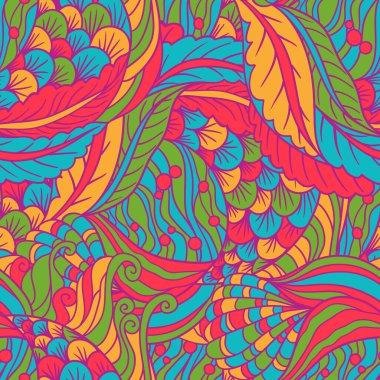 Soyut el sualtı denizi florası pürüzsüz desen, dekoratif dalga vektör arka plan.