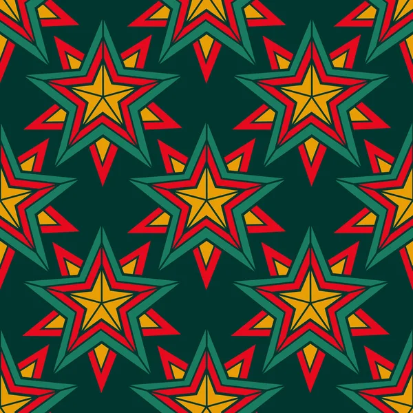 Geometric Stars Vector Seamless Pattern Christmas Winter Ornament — Stock Vector