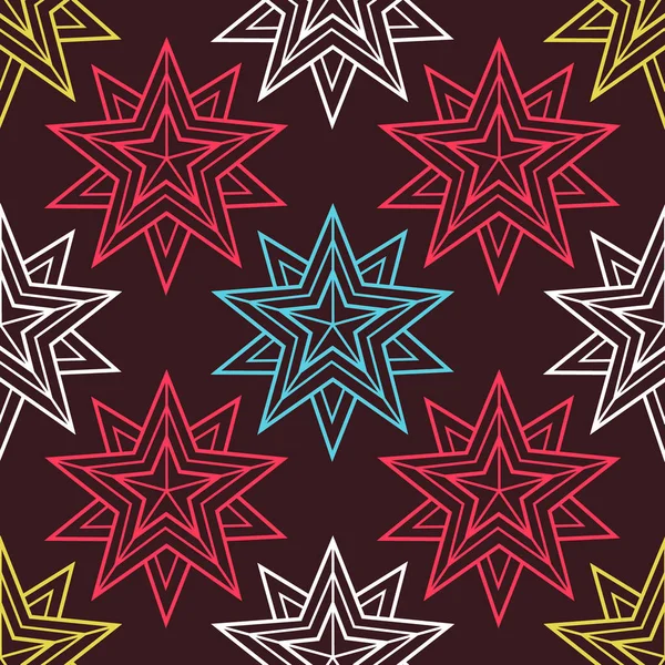 Étoiles Géométriques Motif Vectoriel Sans Couture Ornement Vintage — Image vectorielle