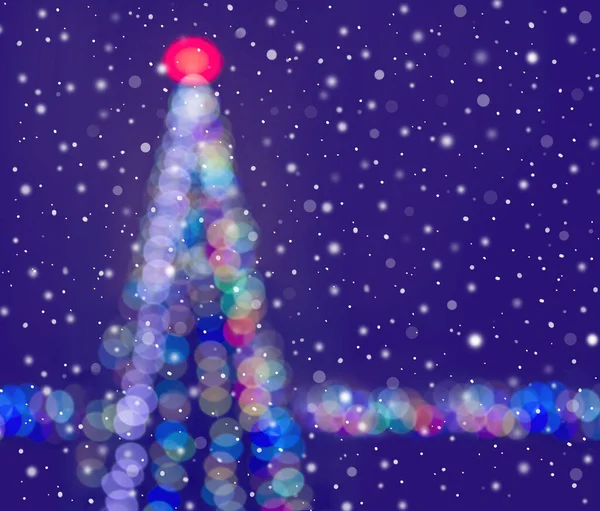 Abstrato Fundo Natal Com Desfoque Bokeh Luzes Desfocadas Decoração Árvore — Fotografia de Stock