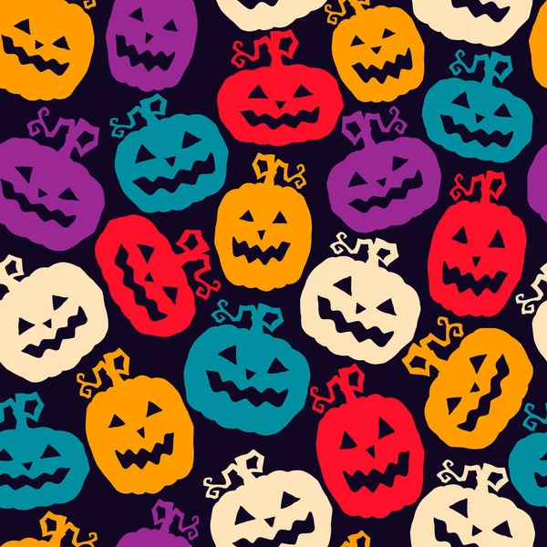 Calabazas Dibujos Animados Patrón Sin Costura Halloween Vector Ilustración — Vector de stock