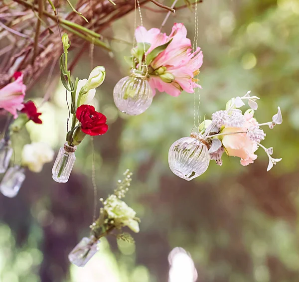 Bouquet Fiori Vaso Natura Romantico Sfondo — Foto Stock