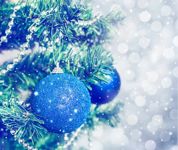 Decoraciones Azules Árbol Navidad — Foto de Stock