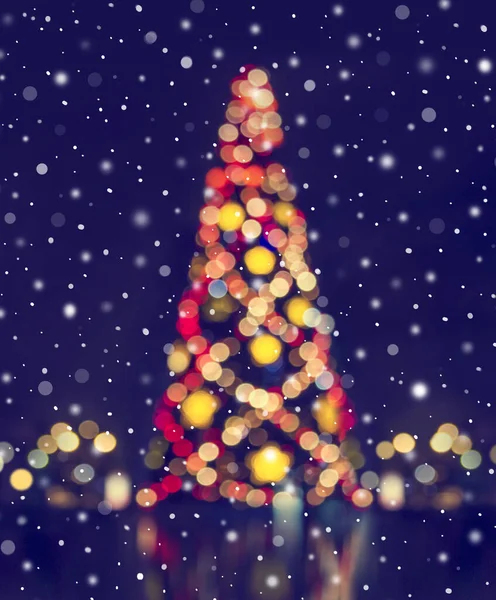 Abstrato Fundo Natal Com Árvore Natal Com Decorações Desfocado Bokeh — Fotografia de Stock