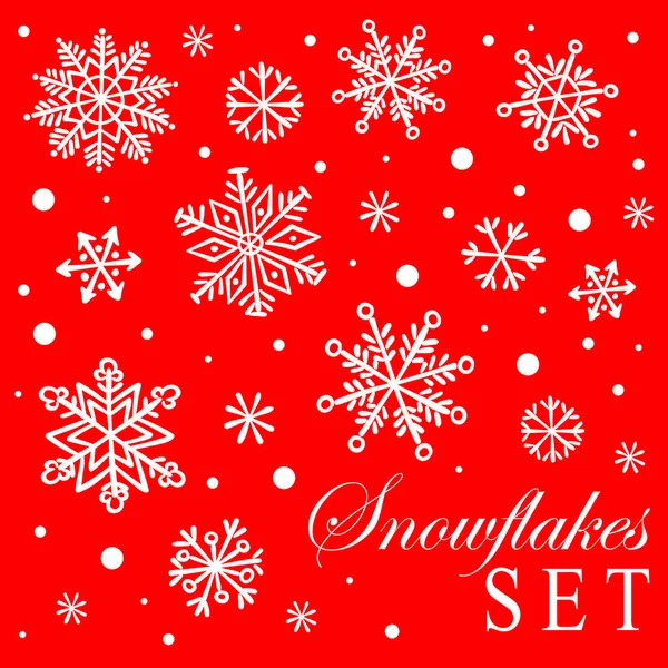 Set Von Handgezeichneten Schneeflocken Weihnachten Winter Urlaub Vektor Illustration — Stockvektor