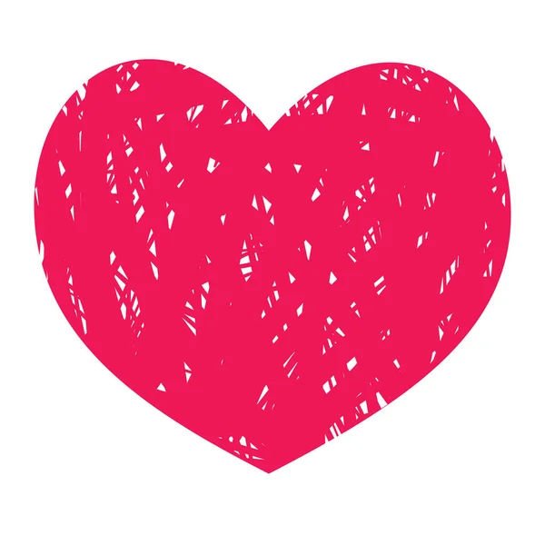 Doodle Silueta Corazón Rojo Sobre Fondo Blanco Romántico Vector Amor — Vector de stock