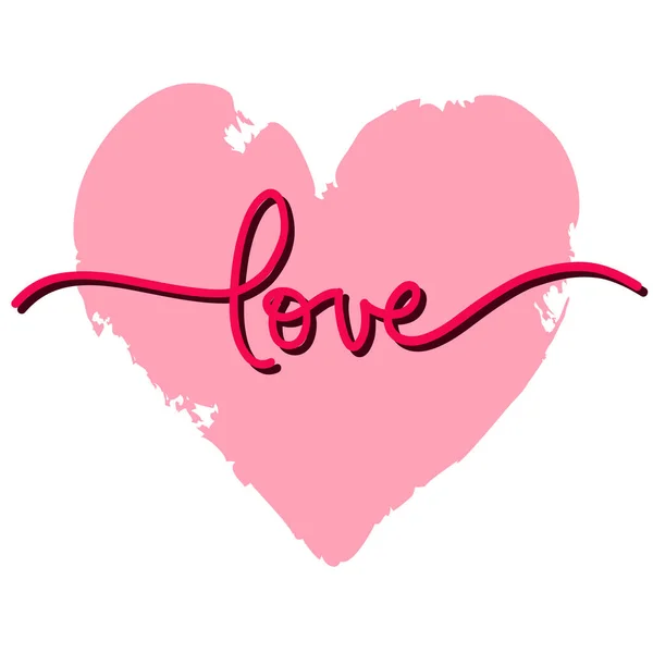 Valentine Card Heart White Background Hand Written Lettering Love Valentin — Stock Vector