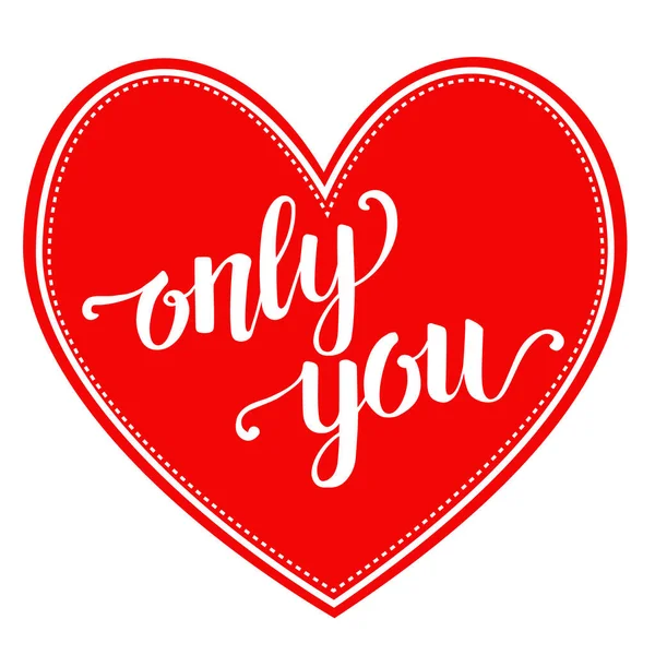 Valentinskarte Rotes Herz Auf Weißem Hintergrund Handgeschriebener Schriftzug Nur Valentins — Stockvektor