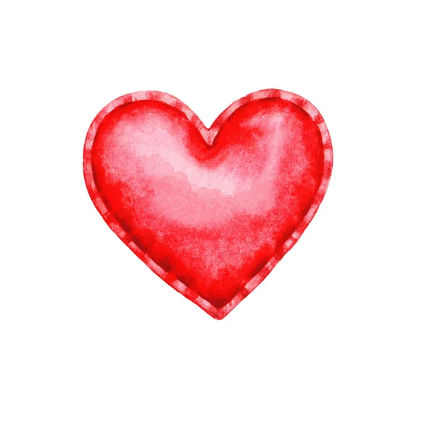 Κόκκινη Υφασμάτινη Καρδιά Λευκό Φόντο Χειροποίητη Ακουαρέλα Πρότυπο Για Τις — Φωτογραφία Αρχείου