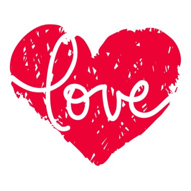 Sevgililer günü kartı, beyaz arka planda kalp, el yazısıyla yazılmış 