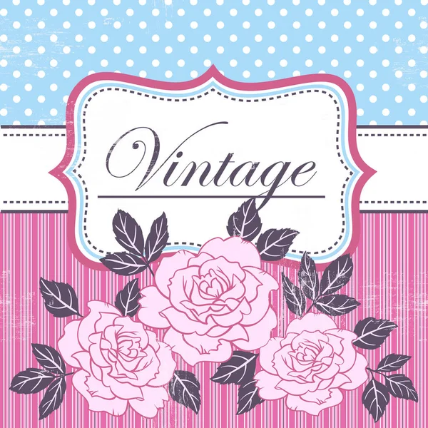 Vector Vintage Hintergrund Mit Handgezeichneten Rosen Vorlage Für Hochzeitseinladungen Retrorahmen — Stockvektor