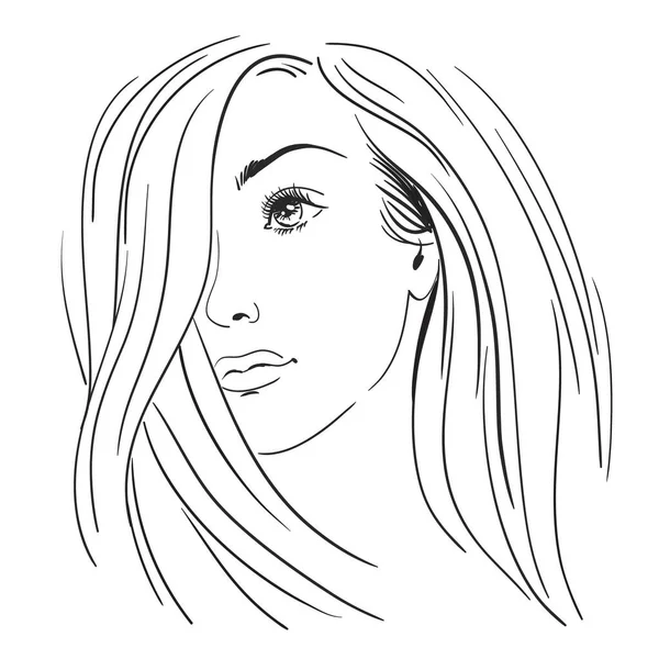 Schöne Junge Frauen Mit Langen Haaren Skizze Mode Handgezeichnete Vektorillustration — Stockvektor