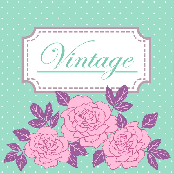 Vector Vintage Background Hand Drawn Roses Template Wedding Invitations Retro — Stock Vector