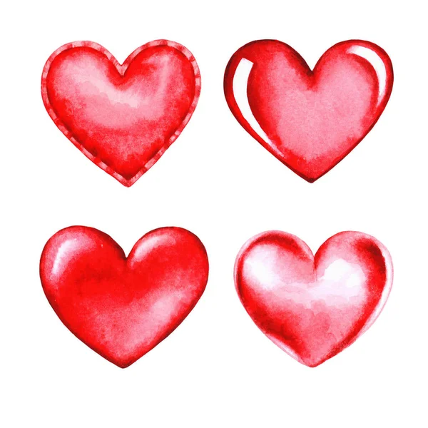Σετ Κόκκινες Καρδιές Διαφορετικές Υφές Ύφασμα Γυαλί Μαρμελάδα Σίδερο Χειροποίητη — Φωτογραφία Αρχείου
