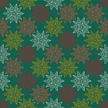 Geometrik yıldızlar, vektörsüz desen, vintage, retro süs.