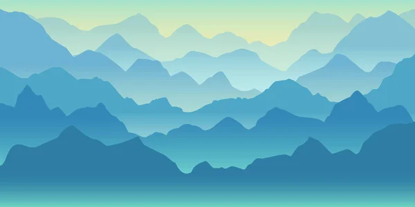 Sunset Sea Vector Mountains Landscape Background — Stock Vector