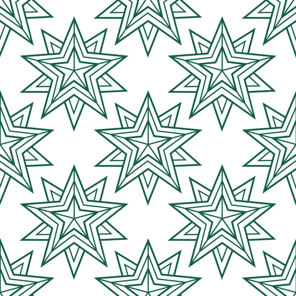 Geometrické Hvězdy Vektorový Bezešvý Vzor Vánoční Zimní Ozdoba — Stockový vektor