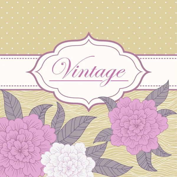 Vector Vintage Hintergrund Mit Abstrakten Blumen Vorlage Für Hochzeitseinladungen Retrorahmen — Stockvektor