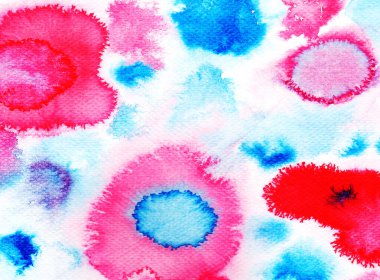 El boyası suluboya mavi ve pembe nokta dokusu, soyut el yapımı arka plan.