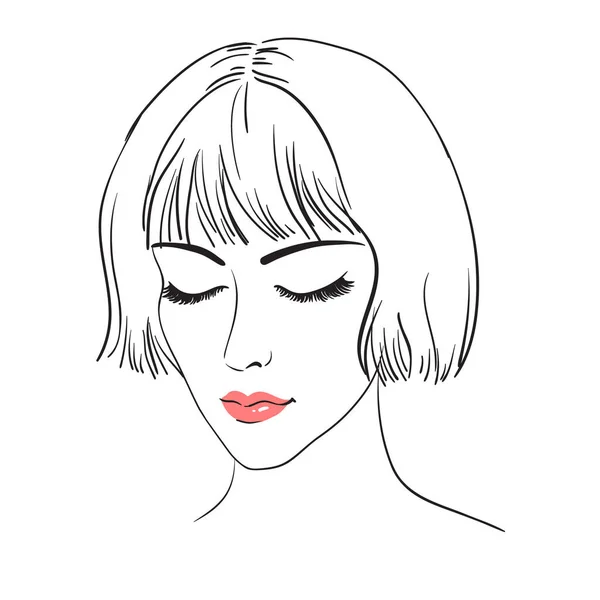Schöne Junge Frauen Mit Kurzen Haaren Skizze Mode Handgezeichnete Vektorillustration — Stockvektor