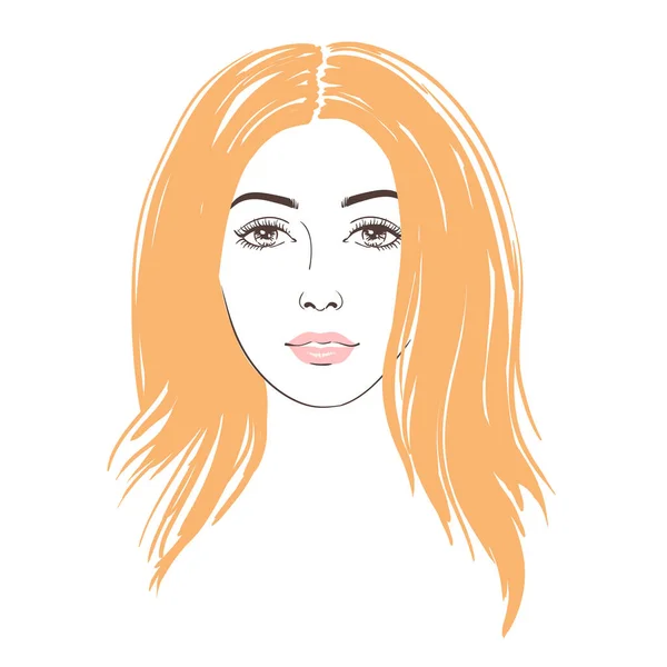 Beautiful Young Women Long Hair Vector Illustration —  Vetores de Stock