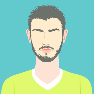 Sakallı, soyut portresi olan genç ve güzel bir adam.. 