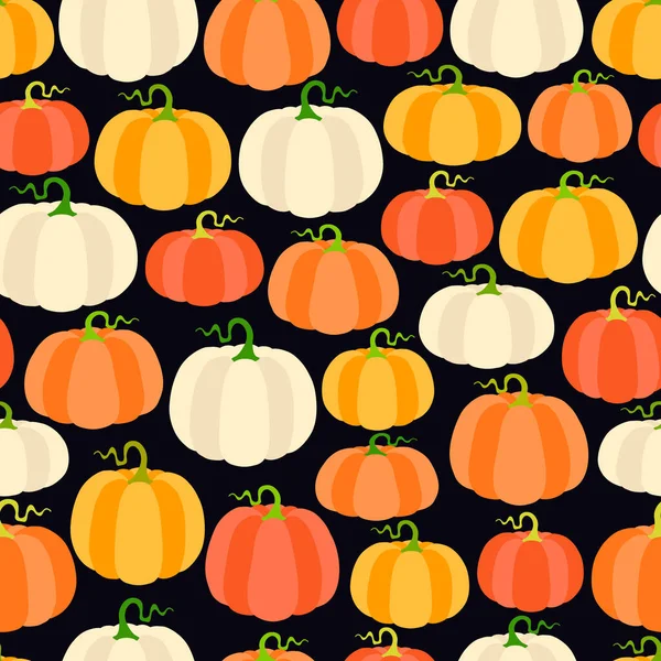 Calabazas Dibujos Animados Patrón Sin Costura Halloween Acción Gracias Otoño — Vector de stock