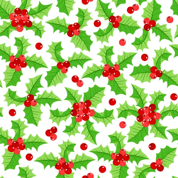 Holly Berry Διανυσματική Απεικόνιση Λευκό Φόντο Καλά Χριστούγεννα Γράμματα Διακοπές — Διανυσματικό Αρχείο
