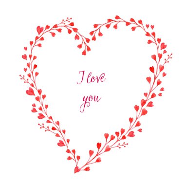 Vektör kalp suluboya çiçek yaptı