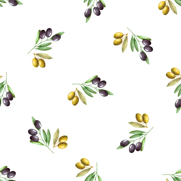 Oliven nahtloses Muster — Stockvektor