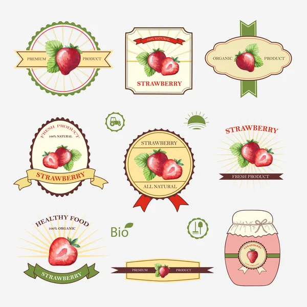 Strawberry, set of label design — Stock Vector