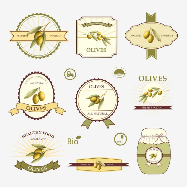 Olives, set of label design Stock Illustration