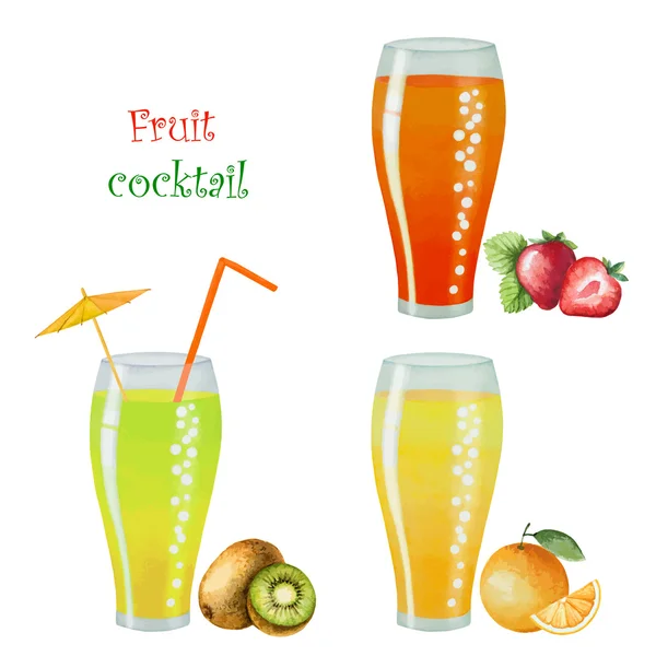 Φρούτα ποτό στα ποτήρια — Διανυσματικό Αρχείο
