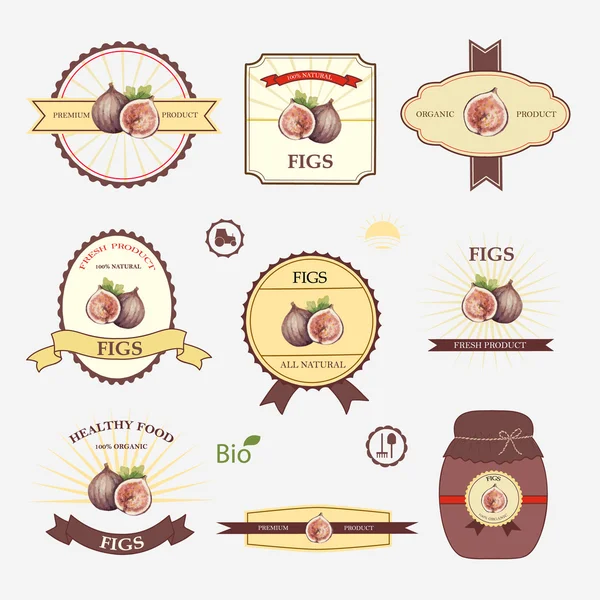 Figs, set of label design — Stock Vector