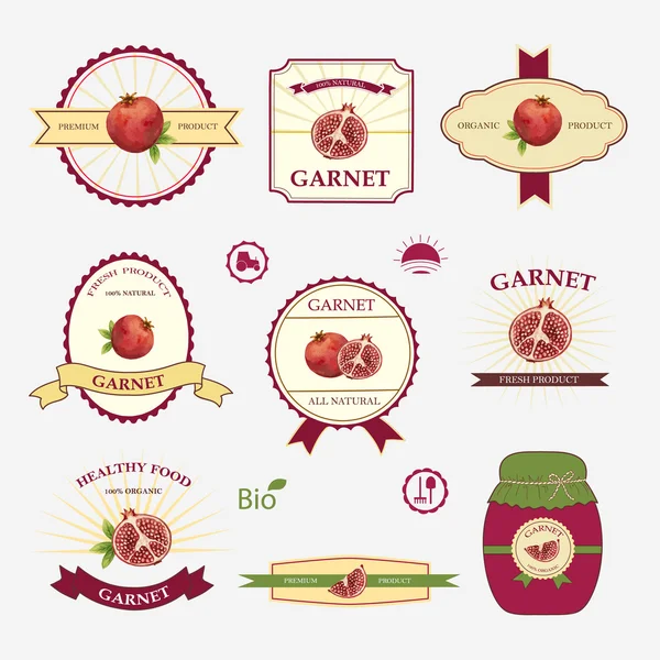 Garnet, set of label design — Stock Vector