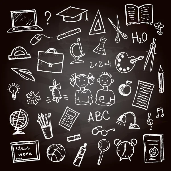 Ensemble de signes et de symboles scolaires — Image vectorielle